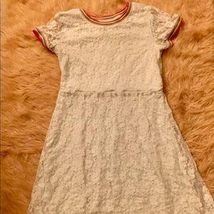 Girls white dress with rainbow collar